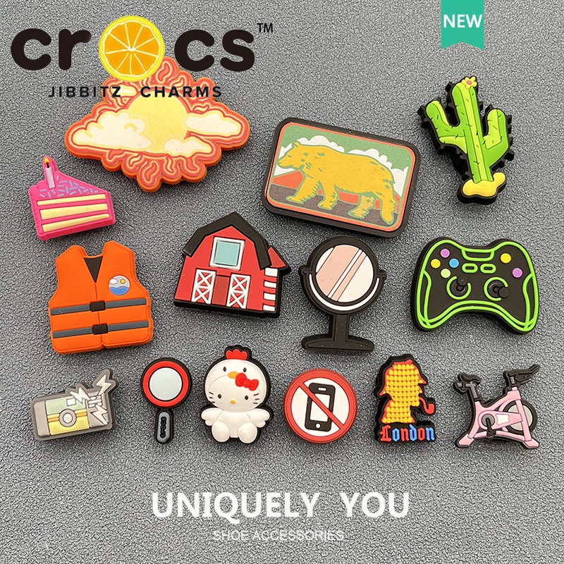 Jibbitz crocs charms บักเกิลติดรองเท้า รูปการ์ตูนดอกไม้ 2023 อุปกรณ์เสริม สําหรับกลางแจ้ง DIY
