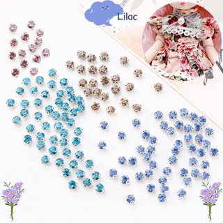 Lilac1 กระดุมเพชร 1/6 ขนาดเล็ก 4 มม. แฮนด์เมด DIY สําหรับตกแต่งบ้านตุ๊กตา 50 ชิ้น