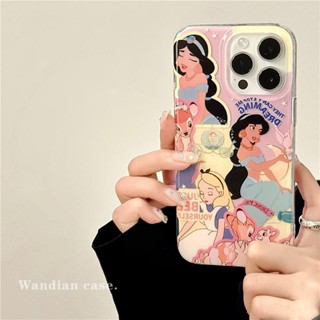 ใหม่ เคสป้องกันโทรศัพท์มือถือ ลายการ์ตูนเจ้าหญิง ประดับพลอยเทียม สองชั้น สําหรับ Apple Iphone 11promax 14promax 13promax 11 Alice 12