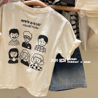 พร้อมส่ง เสื้อยืดแขนสั้นลําลอง ผ้าฝ้ายแท้ พิมพ์ลายตัวอักษร ทรงหลวม สไตล์เกาหลี และญี่ปุ่น แฟชั่นฤดูร้อน สําหรับเด็กผู้ชาย และเด็กผู้หญิง