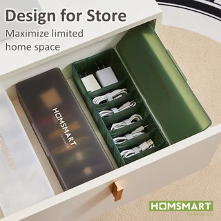 Homsmart กล่องเก็บสายไฟ กล่องเก็บสายชาร์จ มือถือ กล่องเก็บของอเนกประสงค์ ช่องใหญ่ 🎯แถมชุดรัดสายฟรี🎯