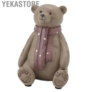 Yekastore Scarf Bear Ornament Exquisite Workmanship Resin Bear Statue W/Antislip Soft Rubb