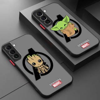 เคสโทรศัพท์มือถือ ผิวด้าน ลายโลโก้ Marvel Avengers Baby Yoda น่ารัก สําหรับ Samsung Galaxy S23 S22 S21 S20 S10 S10E S9 S8 Note 20 10 Plus Lite Ultra 5G