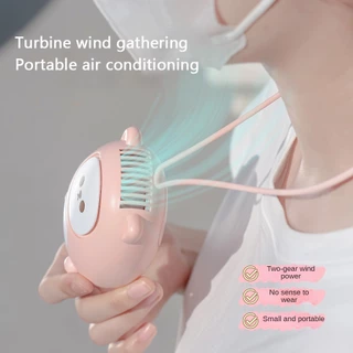 พร้อมส่ง！！พัดลมUSB ขนาดเล็ก แบบพกพา พร้อมเชือกคล้องคอ แบบชาร์จไฟได้ 360 °พัดลมระบายความร้อน หมุนได้ ลายการ์ตูนน่ารักๆ