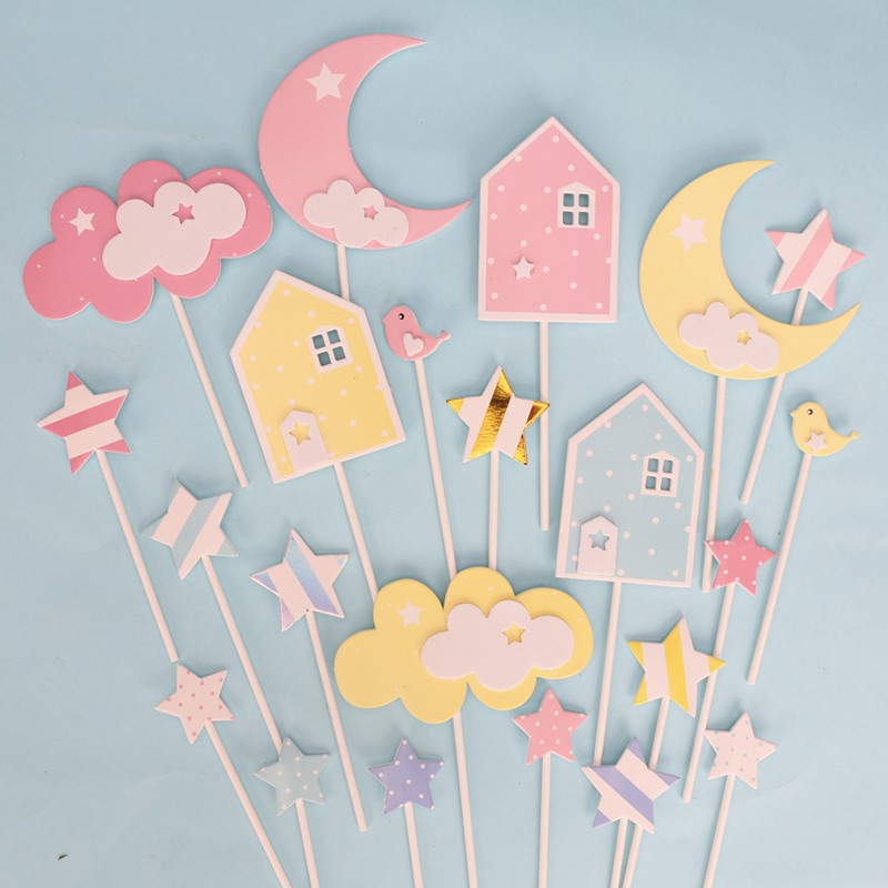 Star Moon Cloud House เค้กวันเกิดตกแต่งการจัดส่งชุดตกแต่งวันเกิด