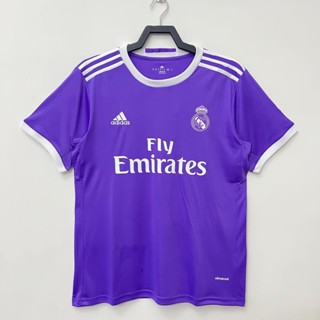 เสื้อกีฬาแขนสั้น ลายทีมฟุตบอล Real Madrid Away 2016-17 Real Madrid Away สไตล์วินเทจ แห้งเร็ว สําหรับผู้ชาย ไซซ์ S-XXL