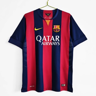 เสื้อกีฬาแขนสั้น ลายทีมชาติฟุตบอล Barça 2014/15 ชุดเหย้า ย้อนยุค S-XXL AAA