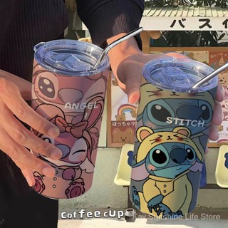 Stitch กระติกน้ําร้อนคู่รัก แบบสเตนเลสสตีล คุณภาพสูง พร้อมหลอดดูดน้ํา สําหรับสํานักงาน