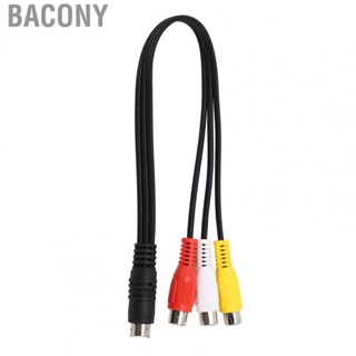 Bacony Mini DIN 7 Pin Male To 3 RCA Female Cord Tight Connection Video Cable Flexible Double Shielding Red Yellow White PVC for