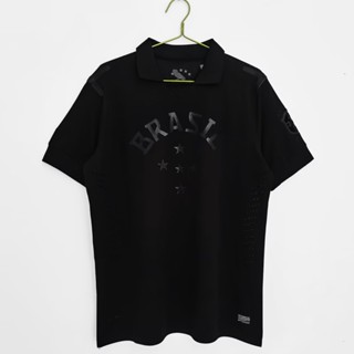 เสื้อกีฬาแขนสั้น ลายทีมชาติฟุตบอล Brazil สีดํา 2013/14 season ไซซ์ S-XXL สําหรับผู้ชาย AAA