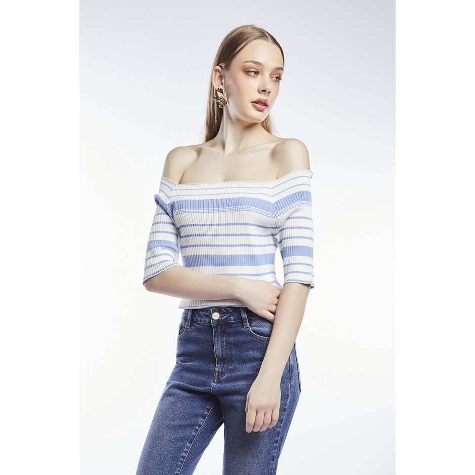 EP สเวตเตอร์ถักนิตลายทาง ผู้หญิง | Striped Knit Sweater | 04696