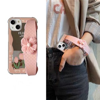 เคสป้องกันโทรศัพท์มือถือกระจกอะคริลิค ลายดอกทิวลิป มีสายคล้อง สําหรับ Iphone 13promax 12 11xs XR