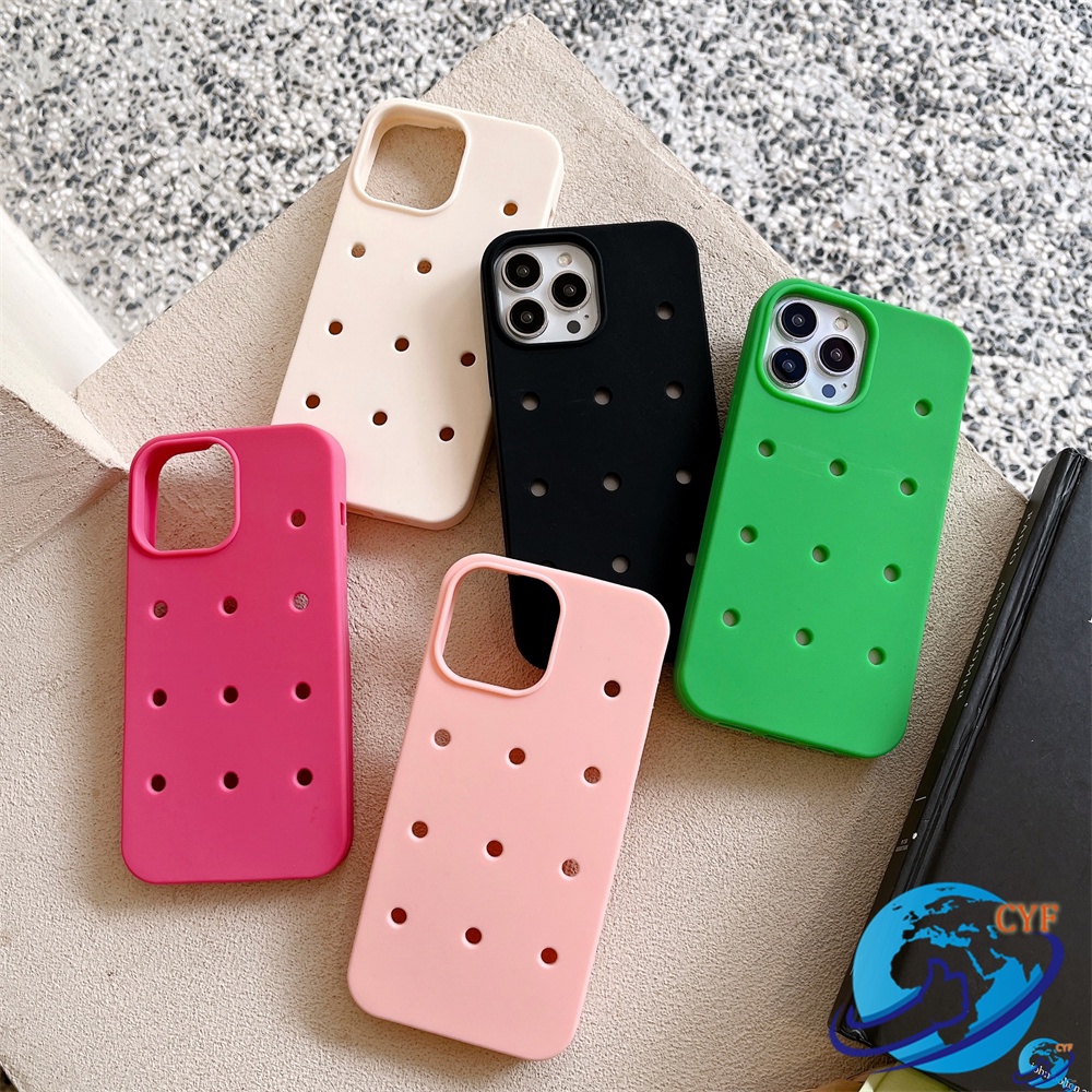 เคส iPhone 11 DIY CROCS Perforated เคสโทรศัพท์สําหรับ iPhone 16 15 14 13 12 Pro Max 14 15 16 Plus ปกอ่อนปลอกซิลิโคน