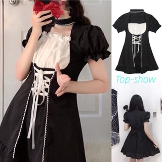 Top-show💖พร้อมส่ง✨COD โลลิต้า ชุดคอสเพลย์ ดเมดโลลิต้า เมดสาวคาเฟ่กระโปรงโลลิต้าสาวญี่ปุ่นน่ารักนุ่มน้องสาวนักศึกษา dres