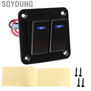 Soyoung On Off Toggle Switch  Marine Rocker Switch Panel Blue Backlit 12V 24V Aluminum Alloy 3PIN Anodize Black  for UTV for Bus for Car