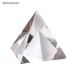 Delicatesun 1 ชิ้น พลังงาน รักษา กลวง แก้วคริสตัล อียิปต์ พีระมิด ฮวงจุ้ย ฟิกเกอร์ ดี