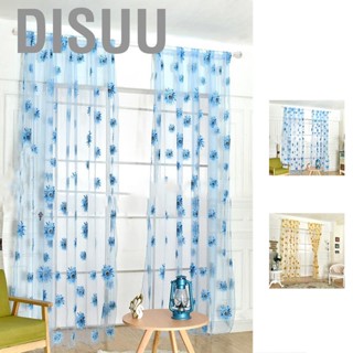 Disuu Sunflower Pattern Curtain Home Decoration Polyester Fibre Window Tulle Curtain Flower Organza Curtain