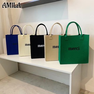 AMILA กระเป๋าถือสักหลาดสีสันสดใสสำหรับผู้หญิงความจุขนาดใหญ่