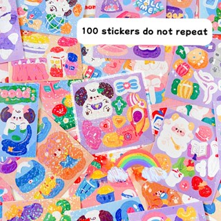 100 แผ่น สติกเกอร์เลเซอร์ ลายการ์ตูนน่ารัก DIY สําหรับตกแต่ง