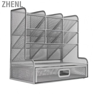 Zhenl Mesh Pen Organizer  Silver Upright Storage Mesh Desk Organizer  for Markers for Rulers