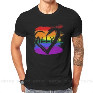 ข้อเสนอพิเศษ leee 【COD】 เสื้อยืดคอกลม ผ้าฝ้าย ทรงหลวม ลาย LGBT Gay Rainbow Pride ALLY Essential สไตล์คลาสสิก สําหรับผู้ช