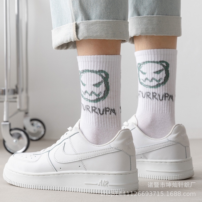 ถุงเท้ากีฬา ผ้าฝ้าย ระบายอากาศ ซับเหงื่อได้ดี สวมใส่สบาย สีดํา และสีขาว แฟชั่นฤดูใบไม้ผลิ และฤดูร้อน สําหรับผู้ชาย - รูปที่ 2