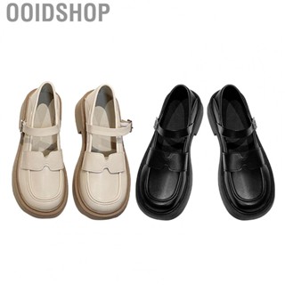 Ooidshop Flat Leather Shoes  Round Toe Buckle Ankle Strap Girls Leather Shoes Artificial PU Rubber  for Dating