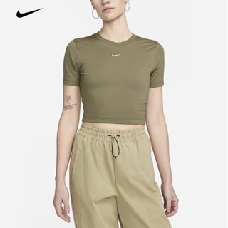 Nike เสื้อยืดแขนสั้น ผ้าถัก ปักลายโลโก้ สําหรับผู้หญิง FB2874