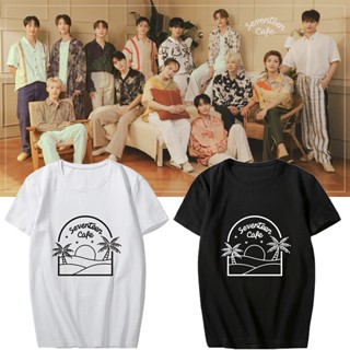  พิมพ์ลาย เสื้อยืดแขนสั้นลําลอง พิมพ์ลาย Kpop SEVENTEEN CAFE แฟชั่นฤดูร้อน สําหรับผู้ชาย และผู้หญิง