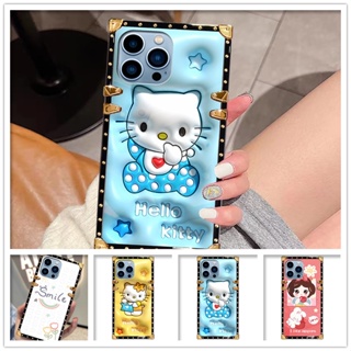 เคสโทรศัพท์มือถือ ทรงสี่เหลี่ยม ลายการ์ตูนเฮลโลคิตตี้ ดอกไม้ หรูหรา สําหรับ TECNO CAMON 19 17P 18i 18t 18P 16 CAMON19 CAMON18T CAMON16 CAMON17 PRO