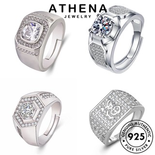 ATHENA JEWELRY แฟชั่น เกาหลี มอยส์ซาไนท์ไดมอนด์ เครื่องประดับ เครื่องประดับ ต้นฉบับ แท้ ผู้ชาย เรียบง่าย Silver แหวน เงิน 925 M082