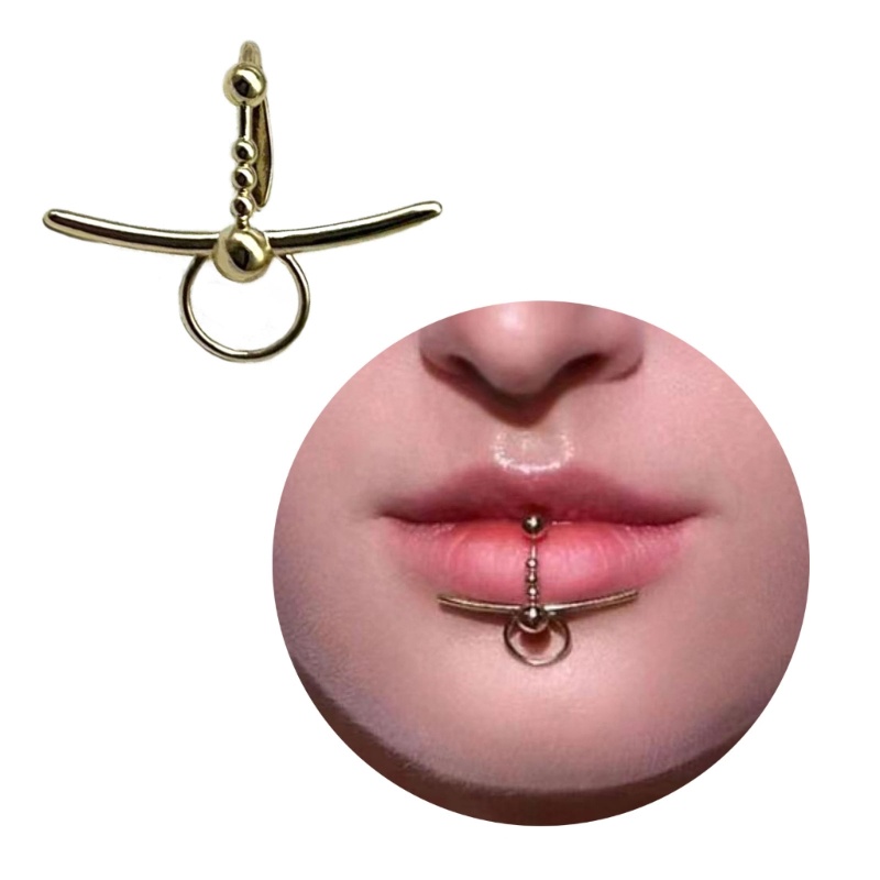 SPT* Lip Ring Piercing Fake Copper Lip Septum Piercing Clip on Mouth Piercing