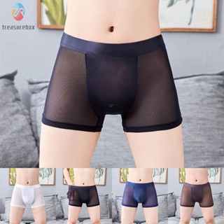 【TRSBX】Mens Trunks Boxer Shorts Breathable Bulge Pouch Low Waist Mesh Panties