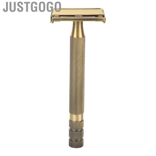 Justgogo Shave Razor Handle  Long Handle Safety Alloy Reusable Metal Razor Handle  for Home