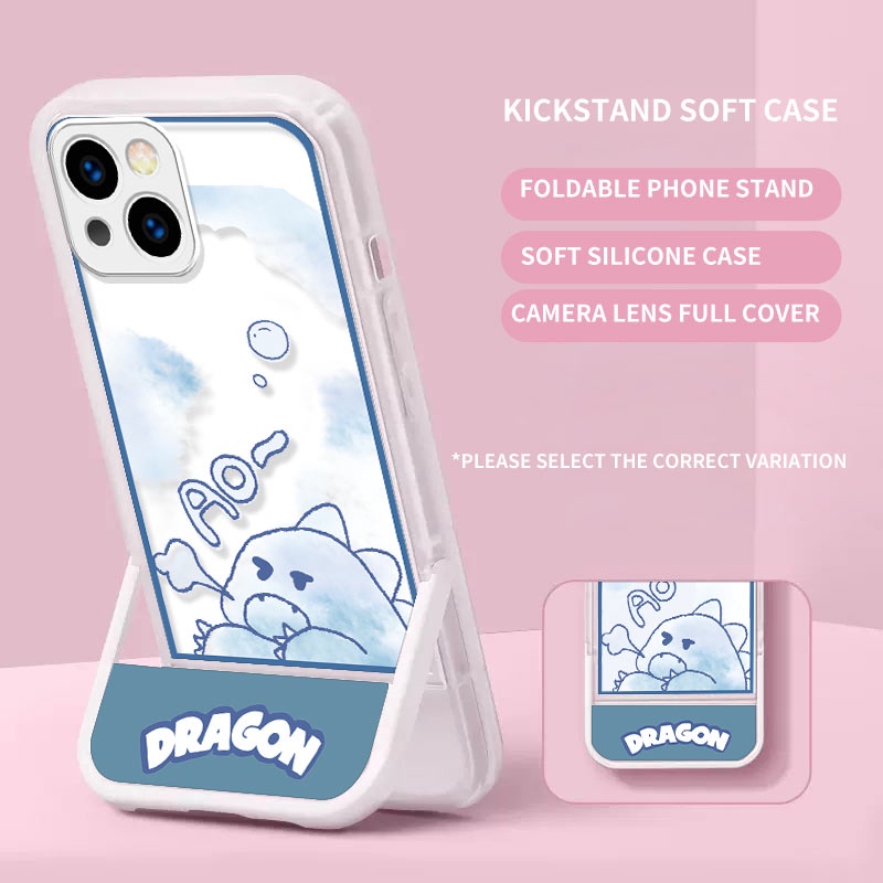 Kickstand สําหรับ Oppo A5 A9 A15 A17 A53 A54 A55 A98 A77 F9 F11 Reno 4 5 6 8 10 11 Pro 2F 4Z 8T 5G ไดโนเสาร์น่ารักซิลิโคนนุ่มกรณี | Zj A037