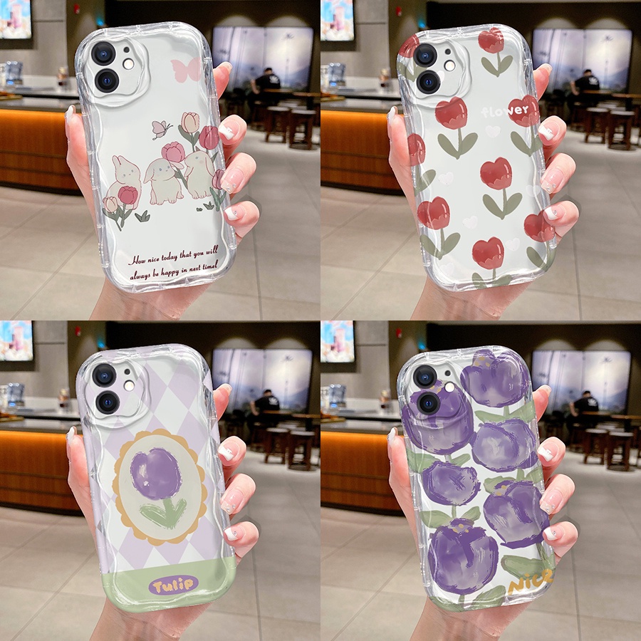 VIVO Y22 Y16 Y35 Y22S T1 T1X T2X S1 PRO X80 X70 4G 5G โทรศัพท์ TPU ปลอกซิลิโคนอ่อนนุ่มน่ารักดอกทิวลิ