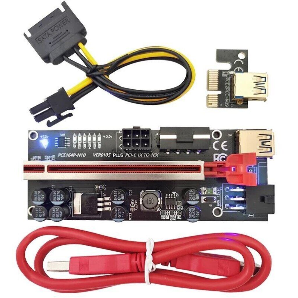 Riser Card 009 009S 009S+ 010S+ สายไรเซอร์การ์ดจอ PCIE Bitcoin แรงขุดคงที่ ขุดเหมือง ประกัน 1 ปี