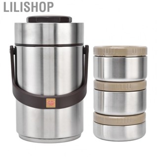 Lilishop Stainless Steel 2.3L Vacuum Insulation Bento Lunch Box 3 Layer  Container TS