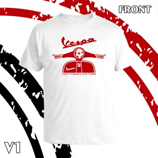 เสื้อยืด คอกลม แขนสั้น Vespa Logo สกรีน Flex pu  ขอบสวย คมชัด ผ้า cotton 100%