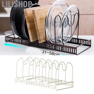 Lilishop Pot Lid Rack Iron Retractable Pot Lid Organizer Holder for Multiple Cookware Universal