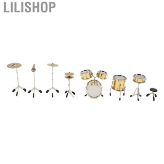 Lilishop Mini Drum Kit Model  Metal Material Dollhouse Drum Kit Model  for Decoration