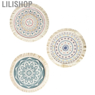 Lilishop Heat Insulation Coaster  Cotton Polyester Comfortable Delicate Pot Mat Woven Round  for Kitchen