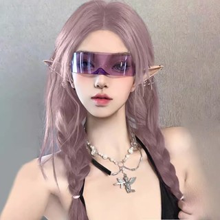 วิกผมยาวตรง ระดับกลาง สีเทา แฟชั่นสไตล์เกาหลี สําหรับผู้หญิง