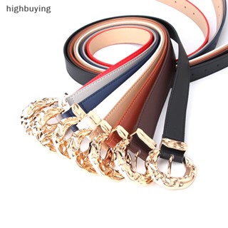 [highbuying] แฟชั่น หลากสี หนัง Pu เข็มขัดผู้หญิง กางเกงยีน คลาสสิก ย้อนยุค ทอง หัวเข็มขัดกลม ใหม่ พร้อมส่ง