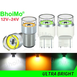 Bhoimo หลอดไฟเลี้ยว ไฟเบรก ไฟหยุด ไฟเลี้ยว สีเขียว DC24V LED 1156 P21W T20 7440 1157 P21/5W BA15S BAY15D 7443 COB DC12v สําหรับรถจักรยานยนต์