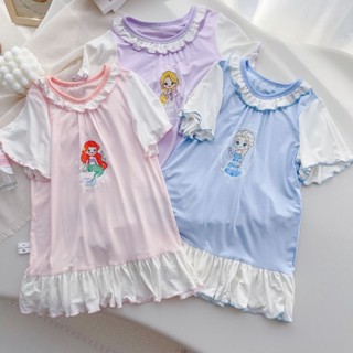 MAX BABY🐰พร้อมส่ง🐰ชุดนอนเด็กผู้หญิงลายการ์ตูนทรงกระโปรง เนื้อผ้าคอตตอนนิ่มใส่สบาย(797)