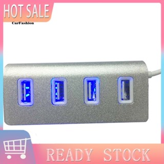 &lt;CarFashion&gt; อะแดปเตอร์แยกฮับ USB 2.0 LED 4 พอร์ต อะลูมิเนียม พร้อมสายเคเบิล สําหรับ Macbook แล็ปท็อป