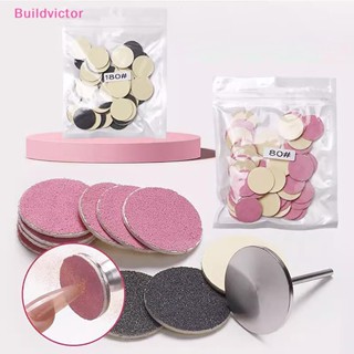 Buildvictor แผ่นดิสก์ แบบเปลี่ยน สีชมพู สําหรับขัดเล็บเท้า 50 ชิ้น