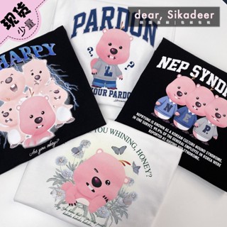 【พร้อมส่ง】เสื้อยืดแขนสั้น พิมพ์ลายการ์ตูน SPAO loppy little pink beaver สําหรับผู้หญิง