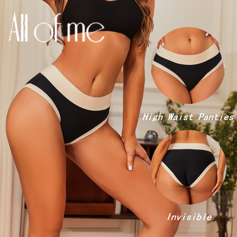 Allofme กางเกงชั้นใน เอวสูง ไร้รอยต่อ ไร้รอยต่อ สําหรับผู้หญิง ไร้รอยต่อ และระบายอากาศ ดันทรง กางเกงใน หน้าท้อง ใส่สบาย พลัสไซซ์